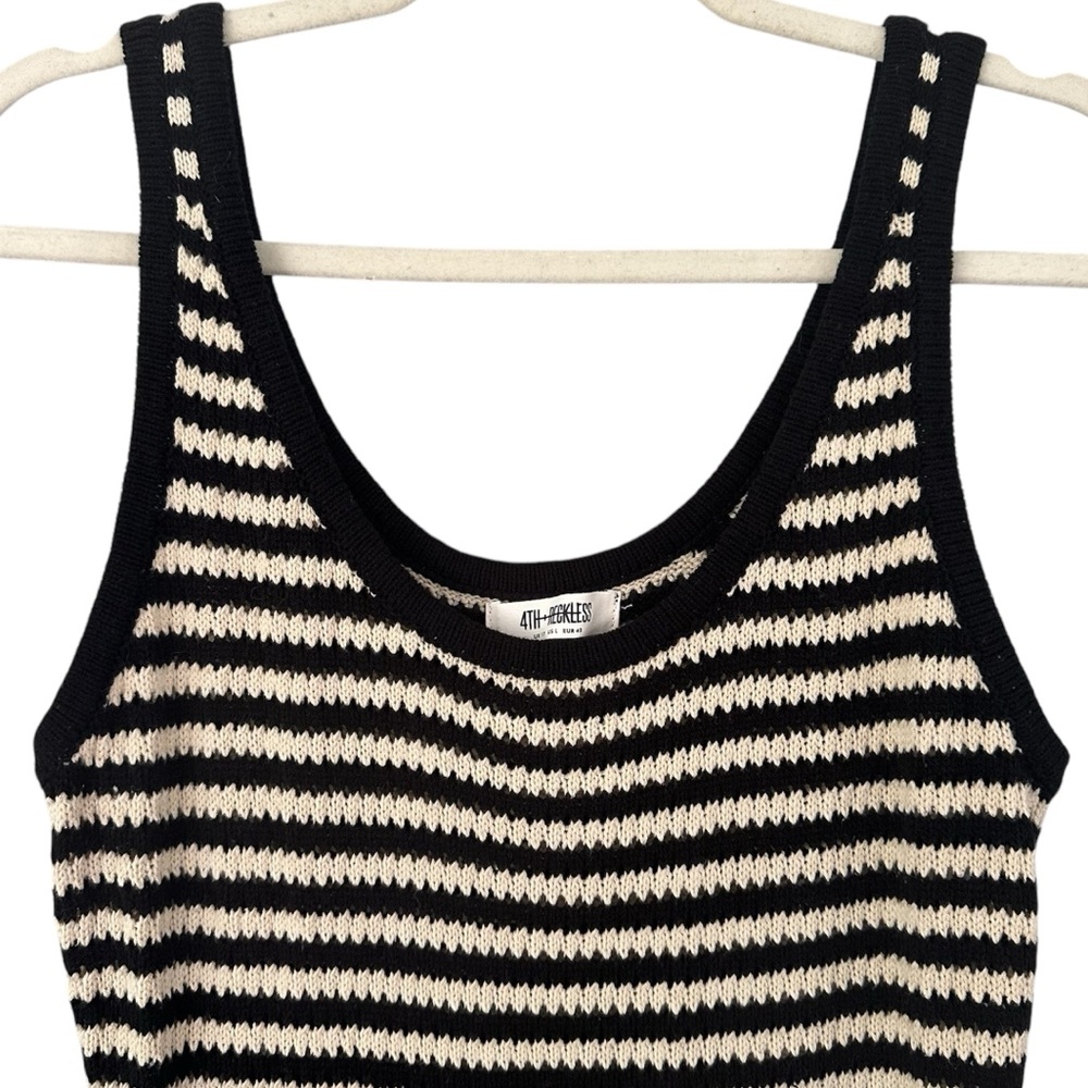 4th & Reckless Crochet Knit Black Stripe Maxi Dress Size Large - Picture 4 of 7